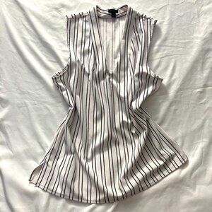 Ann Taylor Factory Striped V-Neck Shell Blouse L